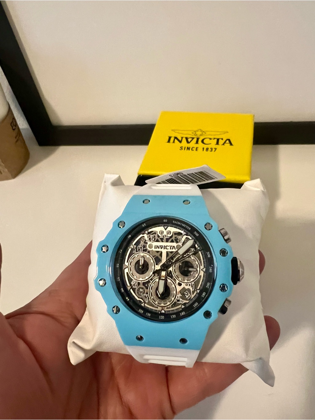 Invicta Men's Light Blue And White Skeleton Chronograph Watch